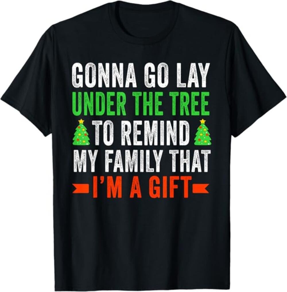 NWT ~ Black Christmas Tree Festive Gift Holiday T-Shirt Top ~ Men's Size XL